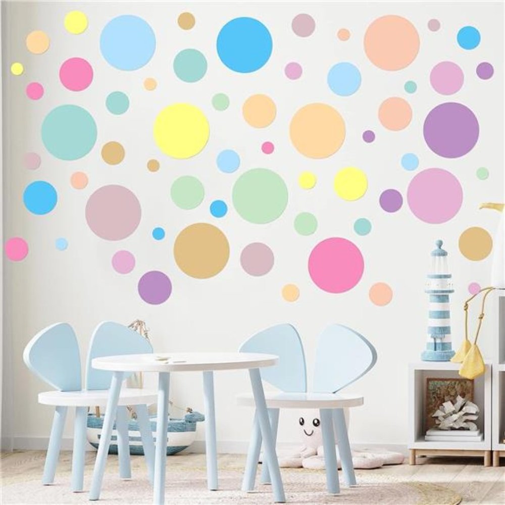 264 Pieces Polka Dots Wall Sticker Circle Wall Decal for Kids Bedroom Playroom